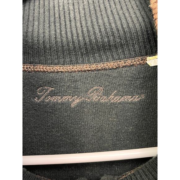 Tommy Bahama 1/4‎ Zip Pullover Sweater Mens large Brown blue stitching Vented - Picture 5 of 8